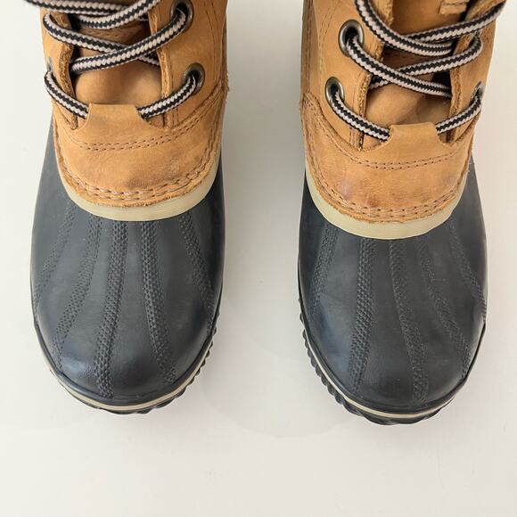 Sorel Duck Boot Size 7.5 Slimpack II Lace Up Brown Leather Gray Wool - Picture 5 of 15